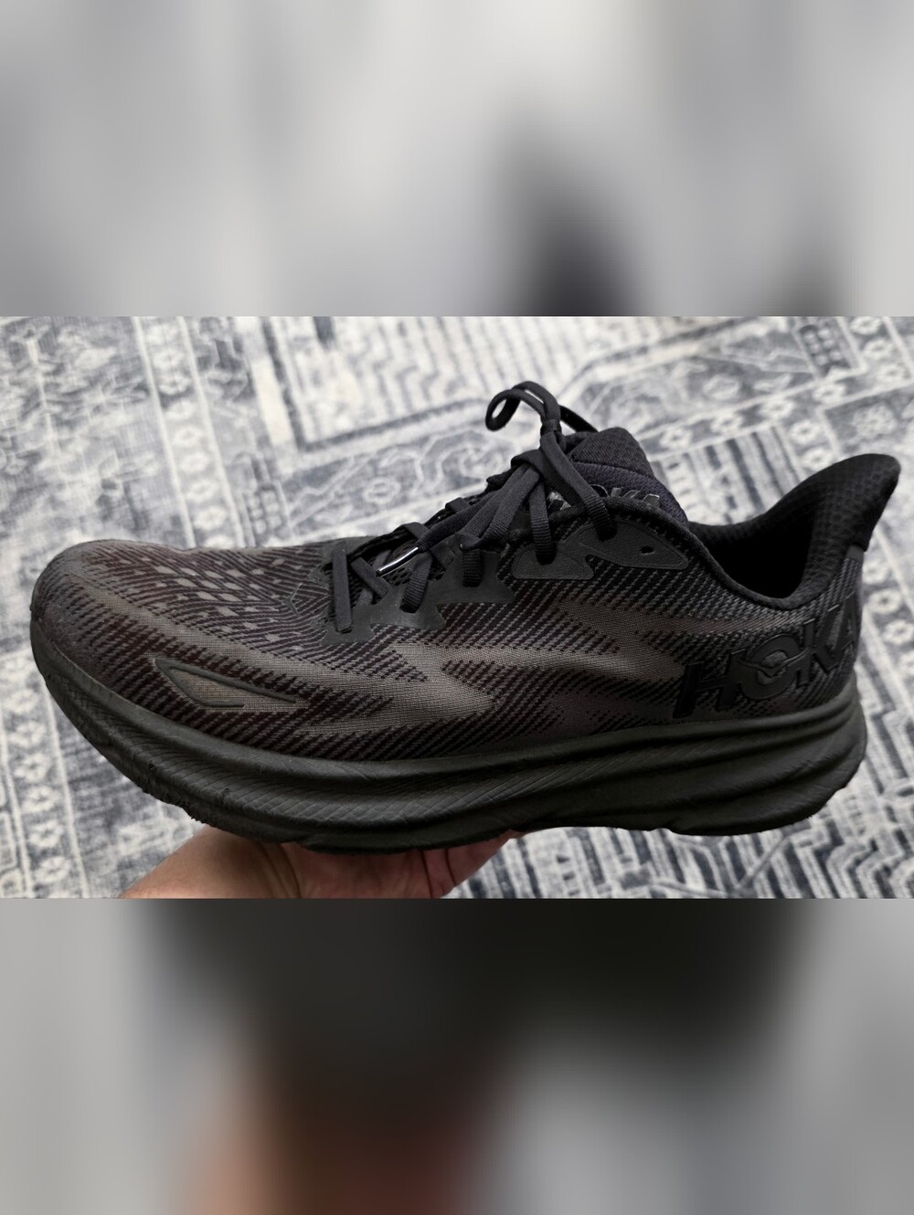Hoka One One Clifton 9 Sneakers Shoes Mens Size 14 D Triple Black 1127895 BBLC